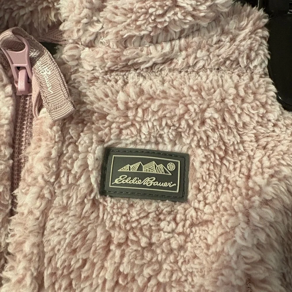 Eddie Bauer Baby Girl 6/9 month Sherpa Plush Hooded Full zip Jacket w/bear ears‎